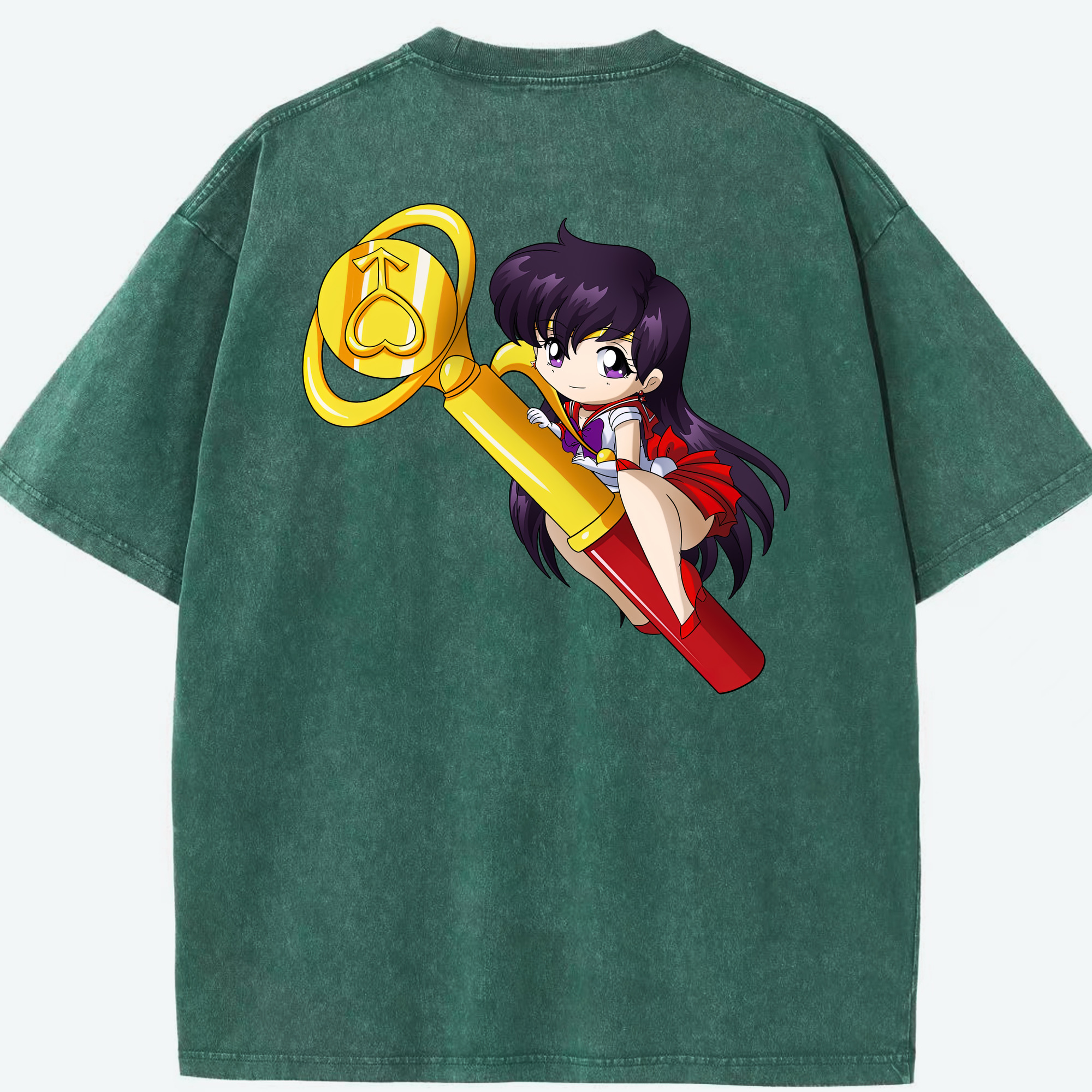 （画像用） 美少女戦士セーラームーン 火野レイ ひの レイ Sailor Moon Hino Rei （セーラーマーズ,Sailor Mars） 綿100% ヴィンテージ風 半袖Tシャツ（背面プリント）